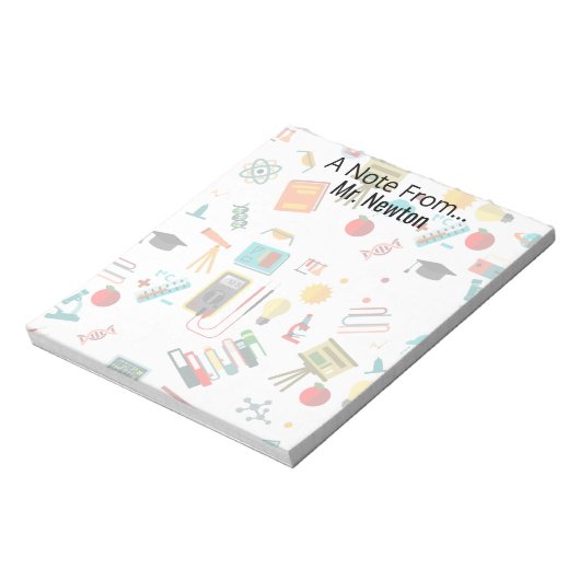 Wetenschapsleraar Gepersonaliseerde gedrukte appel Notitieblok (Linkerzijde)