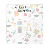 Wetenschapsleraar Gepersonaliseerde gedrukte appel Notitieblok (Voorkant)