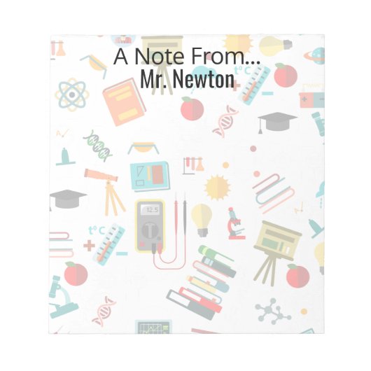 Wetenschapsleraar Gepersonaliseerde gedrukte appel Notitieblok (Voorkant)