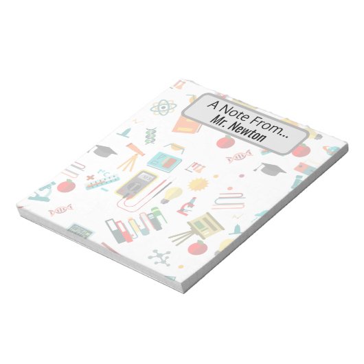 Wetenschapsleraar Gepersonaliseerde gedrukte appel Notitieblok (Linkerzijde)