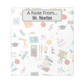 Wetenschapsleraar Gepersonaliseerde gedrukte appel Notitieblok (Voorkant)