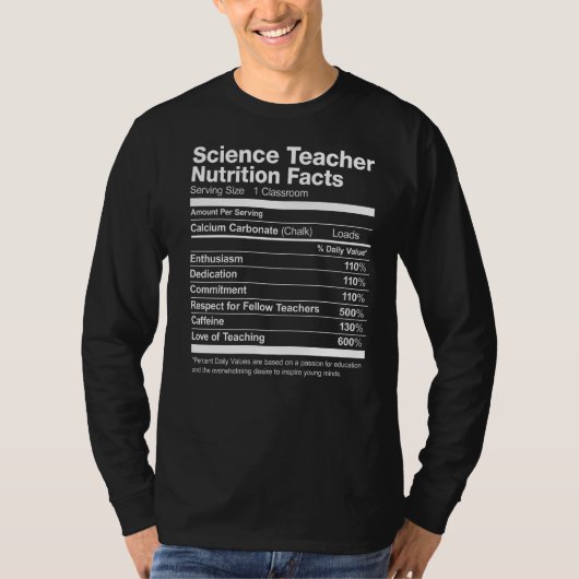 Wetenschapsleraar Nutrition Feit Funny T-shirt (Voorkant)