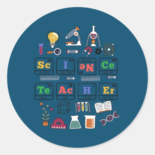 Wetenschapsleraar Periodieke Tafelchemie-elementen Ronde Sticker (Voorkant)