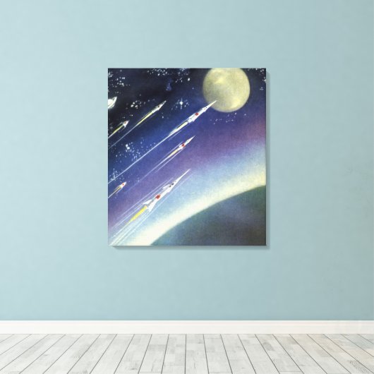 wetenschapsmatige raketten in de ruimte door Plan Canvas Afdruk (Insitu (Houten vloer))