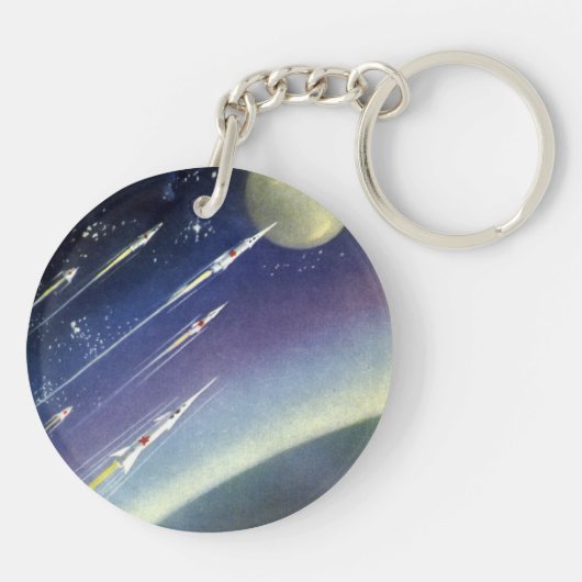 wetenschapsmatige raketten in de ruimte door Plan Sleutelhanger (Achterkant)