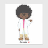 Wetenschapsmeisje, Afrikaans-Amerikaans meisje, we Sticker (Vel)