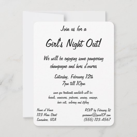 Wetenschapsmeisjes Night Out Bachelorette Party Kaart (Achterkant)