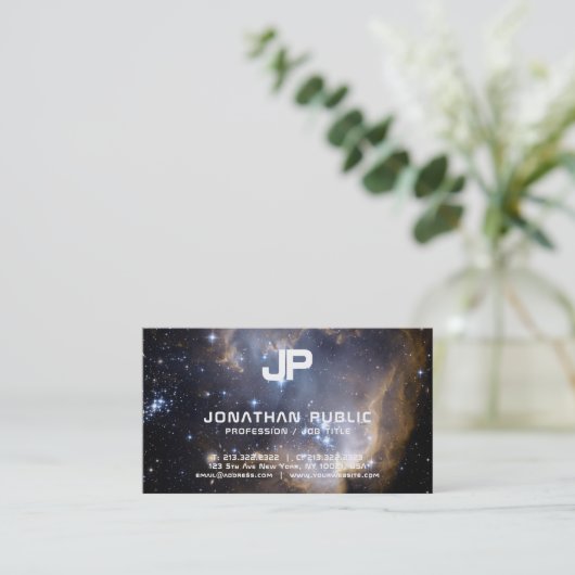 Wetenschapsnatuurkunde Ruimteuniverse monogram Visitekaartje (Staand voorkant)