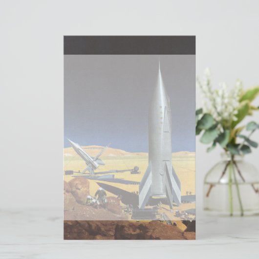  wetenschapspartijen met raketten briefpapier (Staand voorkant)