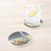  wetenschapspartijen met raketten zandsteen onderzetter (Zijkant)