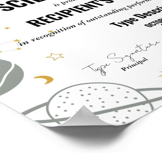 Wetenschapsprijs met ruimtethema poster (Hoek)