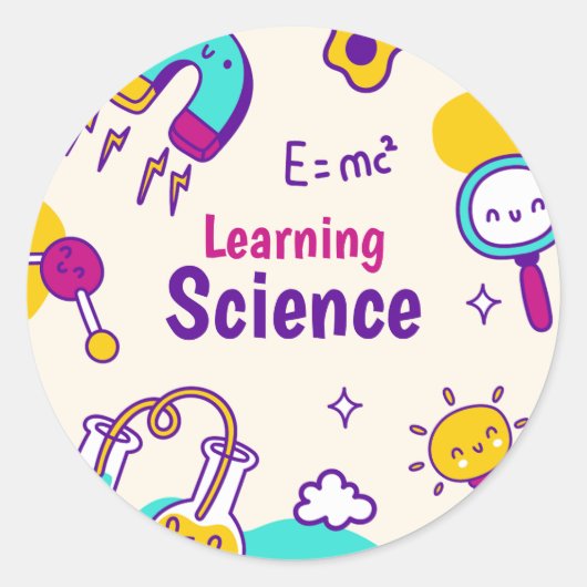 Wetenschapsprogramma-labels, terug naar school act ronde sticker (Voorkant)
