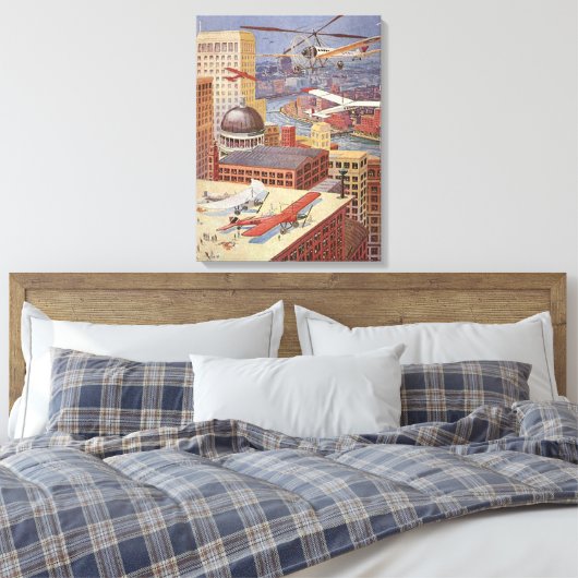 Wetenschapsstad, Victoriaans Steam Punk Canvas Afdruk (Insitu (Slaapkamer))