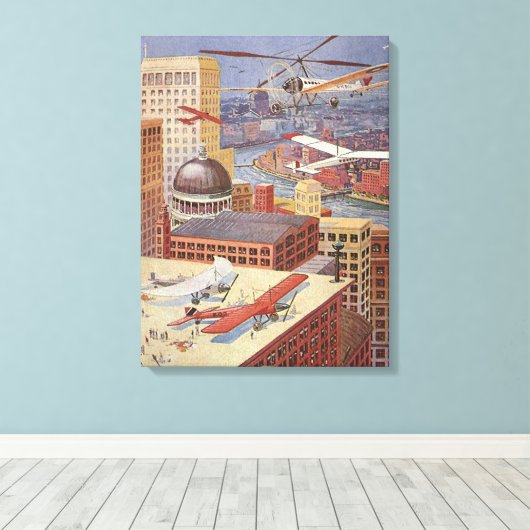 Wetenschapsstad, Victoriaans Steam Punk Canvas Afdruk (Insitu (Houten vloer))