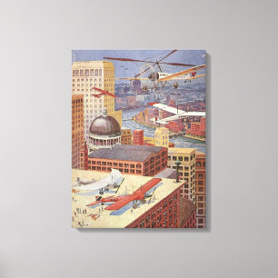  Wetenschapsstad, Victoriaans Steam Punk Canvas Afdruk