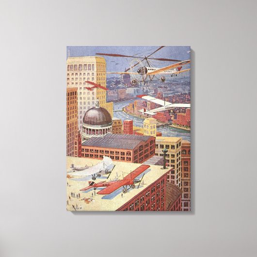  Wetenschapsstad, Victoriaans Steam Punk Canvas Afdruk (Voorkant)