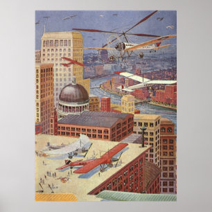  Wetenschapsstad, Victoriaans Steam Punk Poster