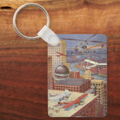  Wetenschapsstad, Victoriaans Steam Punk Sleutelhanger (Voorkant)