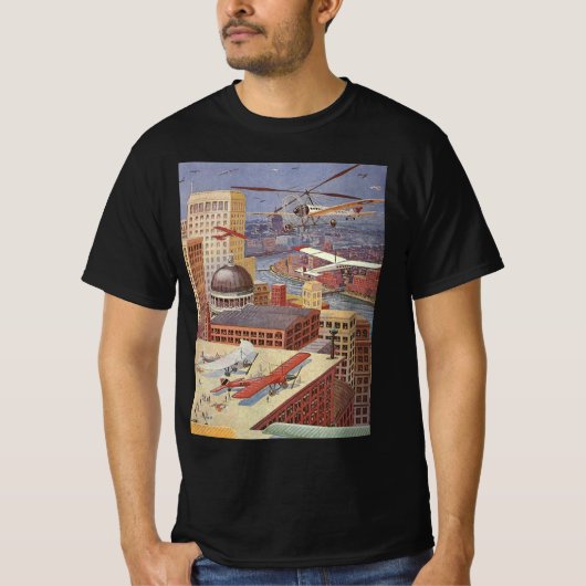 Wetenschapsstad, Victoriaans Steam Punk T-shirt (Voorkant)