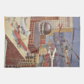  Wetenschapsstad, Victoriaans Steam Punk Theedoek (Horizontaal)