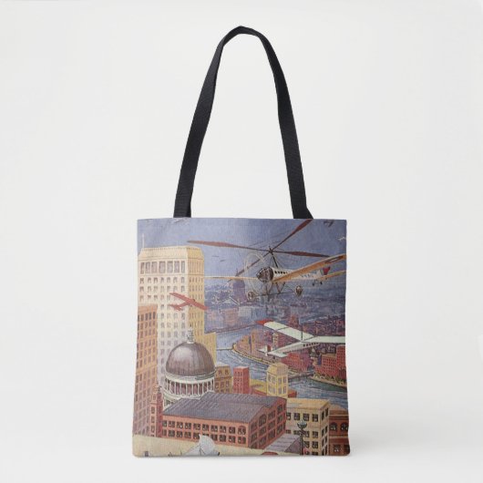 Wetenschapsstad, Victoriaans Steam Punk Tote Bag (Voorkant)