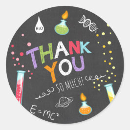 WetenschapsSticker Dank u Birthday Favor tag Lab Ronde Sticker