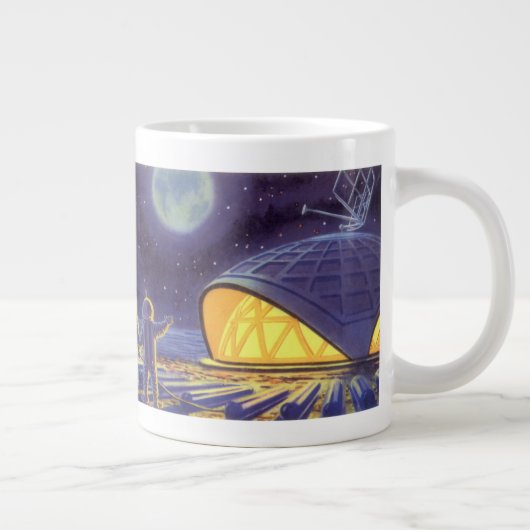  wetenschapstichting buitenaardse wezens op blauwe grote koffiekop (Rechts)