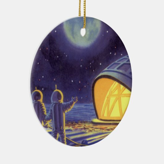 wetenschapstichting buitenaardse wezens op blauwe keramisch ornament (Rechts)