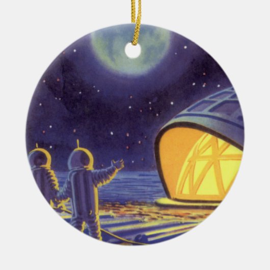 wetenschapstichting buitenaardse wezens op blauwe keramisch ornament (Voorkant)