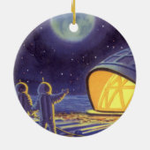 wetenschapstichting buitenaardse wezens op blauwe keramisch ornament (Achterkant)