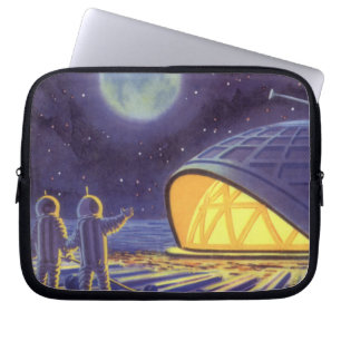  wetenschapstichting buitenaardse wezens op blauwe laptop sleeve