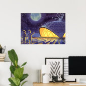  wetenschapstichting buitenaardse wezens op blauwe poster (Thuiskantoor)