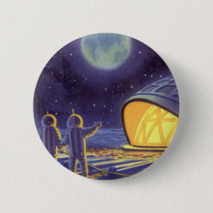 wetenschapstichting buitenaardse wezens op blauwe ronde button 5,7 cm