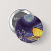 wetenschapstichting buitenaardse wezens op blauwe ronde button 5,7 cm (Voorkant /achterkant)