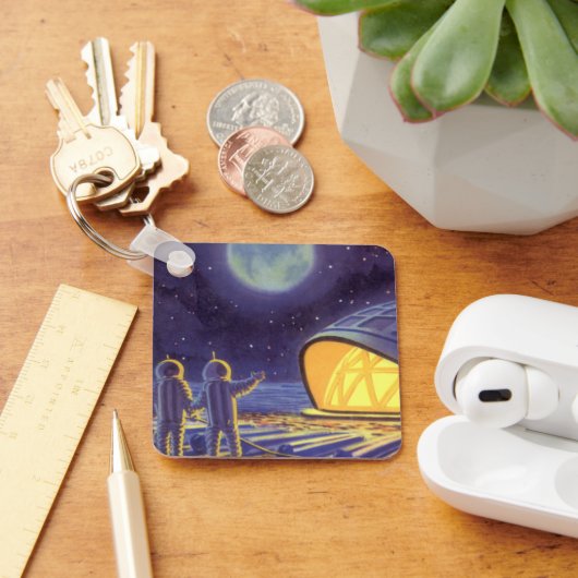  wetenschapstichting buitenaardse wezens op blauwe sleutelhanger (Bureau)