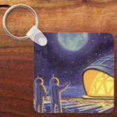  wetenschapstichting buitenaardse wezens op blauwe sleutelhanger (Voorkant)