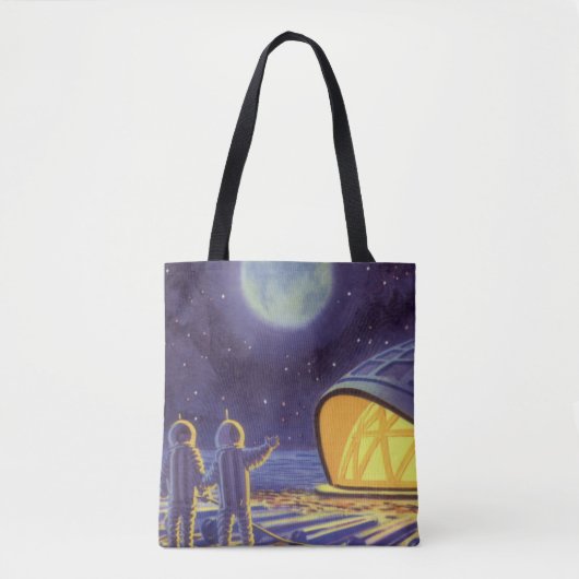 wetenschapstichting buitenaardse wezens op blauwe tote bag (Voorkant)
