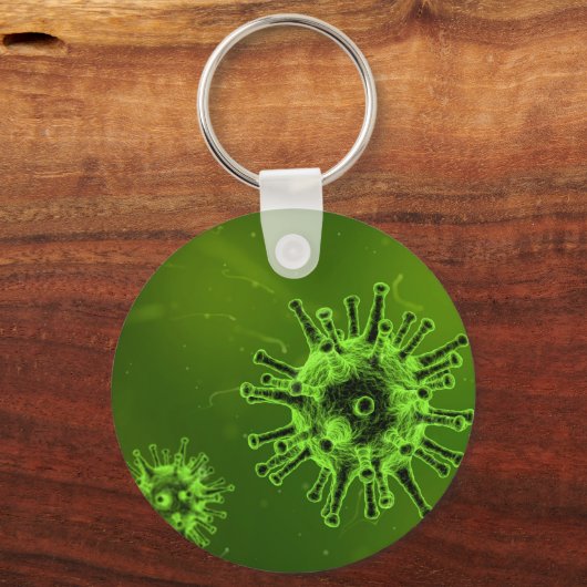 Wetenschapsvirusbacteriën microscoopgroen sleutelhanger (Voorkant)