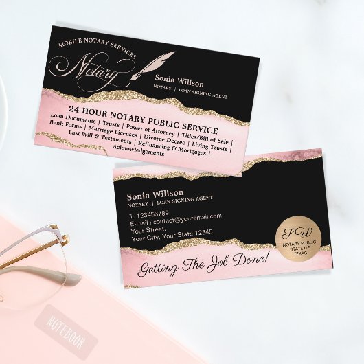 Wetgeving van externe mobiele notaris- en leningte visitekaartje