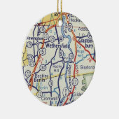 Wethersfield CT kaart Keramisch Ornament (Rechts)