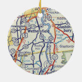 Wethersfield CT  kaart Keramisch Ornament (Achterkant)