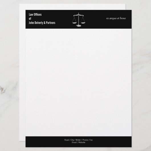 WETSBUREAUS | Klaszwart en wit Gepersonaliseerd Briefhoofd (Voorkant / Achterkant)