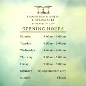 Wetschaal Hamer Juridisch Bedrijfs Openingstijden Raamsticker (Vel 3)