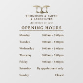 Wetschaal Hamer Juridisch Bedrijfs Openingstijden Raamsticker (Vel)