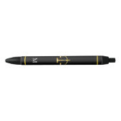 Wetschaal & Monogram op Zwarte Achtergrond Inkt Pen (Voorkant)