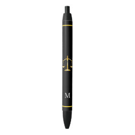 Wetschaal & Monogram op Zwarte Achtergrond Inkt Pen