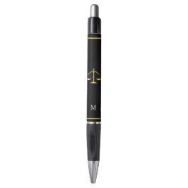 Wetschaal & monogram op zwarte achtergrond pen