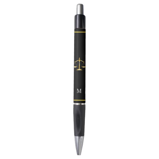 Wetschaal & monogram op zwarte achtergrond pen (Voorkant Verticaal)