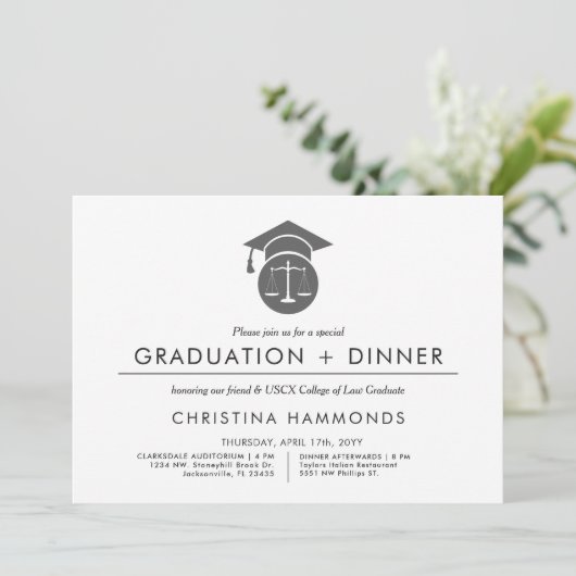 Wetschool-Afstuderen | Minimale uitnodiging (Staand voorkant)