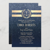 Wetschool Afstuderen moderne marine blauw glitter Kaart (Voorkant / Achterkant)